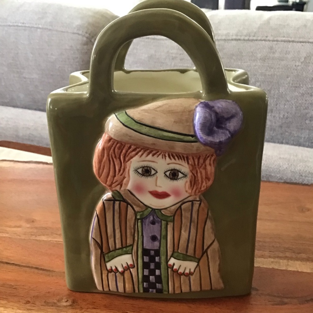 Ganz Claudia purse planter vase figurine ceramic pottery Susan Paley